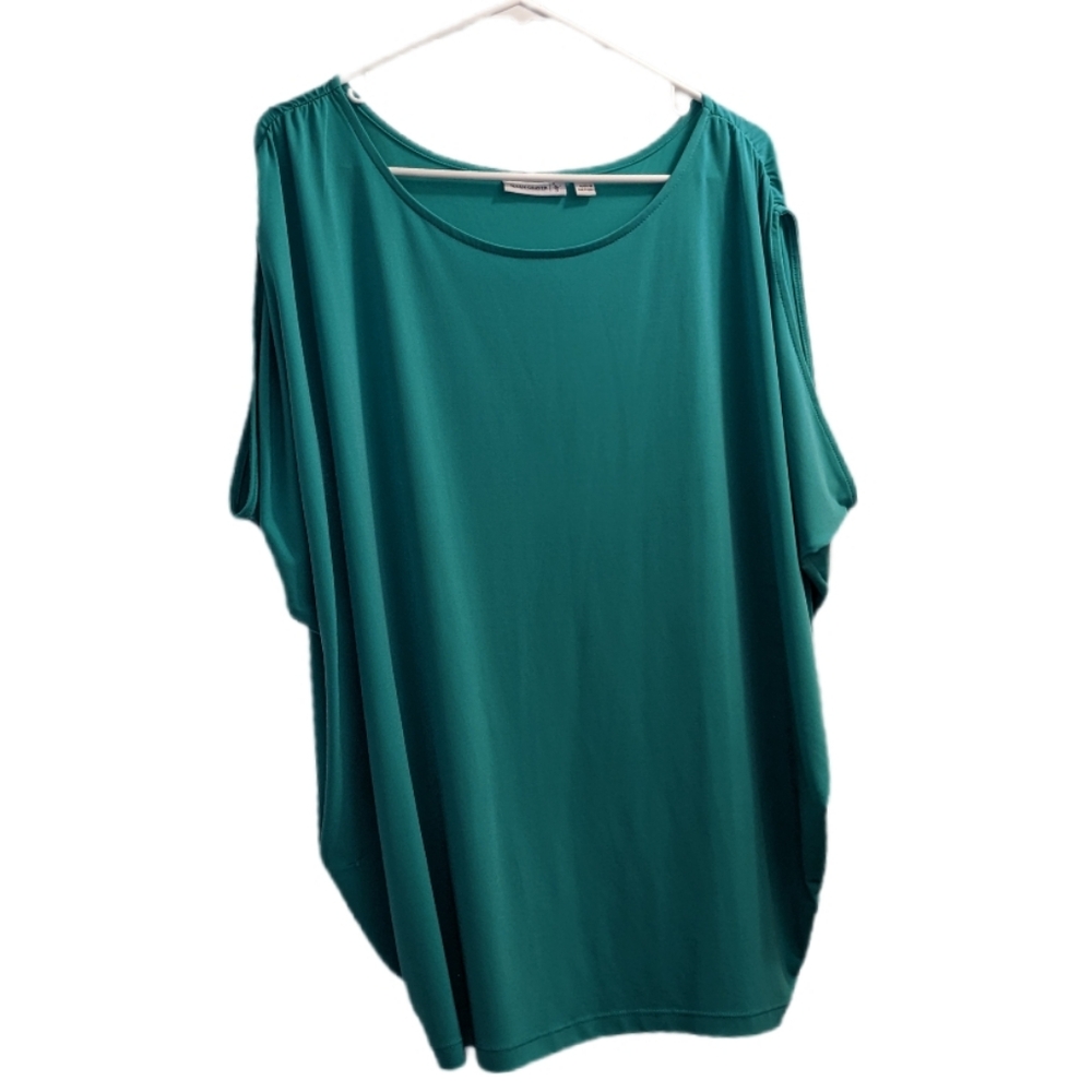 💥 Susan Graver Teal Open Sleeve Top L